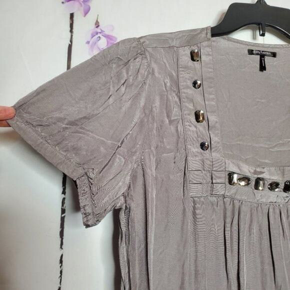 Daisy Fuentes Metallic Embellished Jewel Square Neck Blouse 1X - Picture 2 of 2